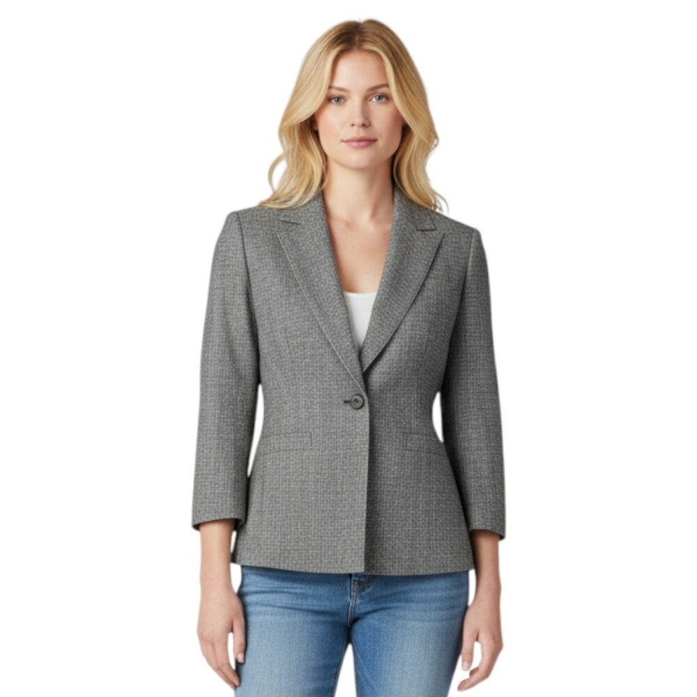 Vtg Pendleton Petite Womens Blazer Micro Plaid Woolen Mills 100% Virgin Wool 12